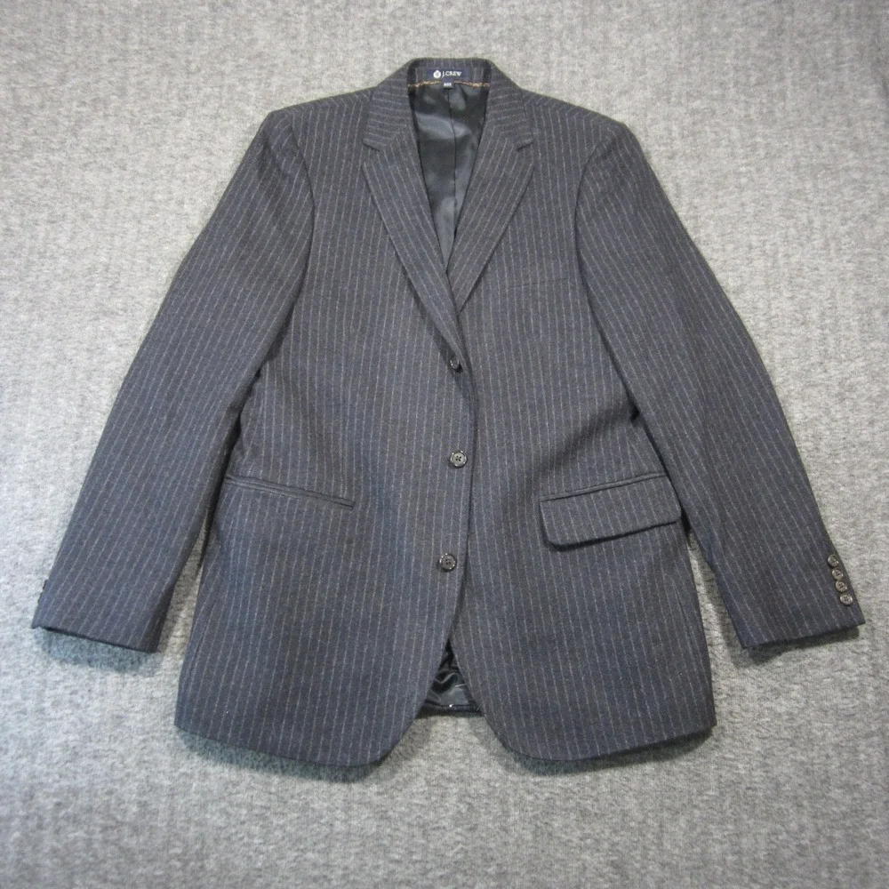 J Crew Legacy‎ Sportcoat Blazer Mens 42L Gray Pinstriped English Wool 3-Button